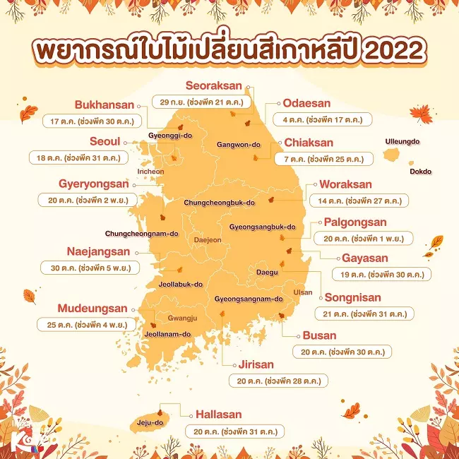 อัพเดทจุดชมใบไม้เปลี่ยนสี 2022 ที่เกาหลี ถ่ายรูปสวย ควรค่าแก่การไปเช็คอิน