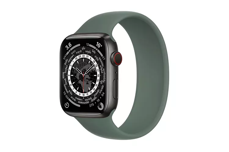 Apple Watch ตัวเรือนไทเทเนียม สีดำสเปซแบล็ค สายสีเขียวยูคาลิปตัส 
