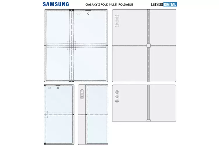 รูปแบบการพับหน้าจอ Galaxy Z Multi Fold ตามสิทธิบัตร Foldable electronic device ของ Samsung 