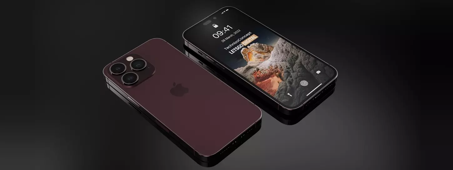 ภาพเรนเดอร์ iPhone 14 Pro สี Burgundy
