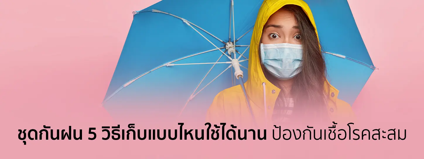 ผู้หญิงใส่ชุดกางฝนและกำลังกางร่ม