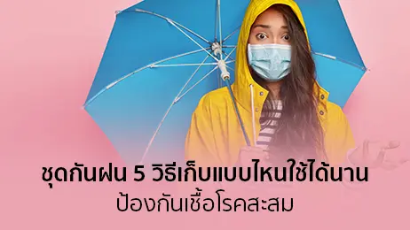 ผู้หญิงใส่ชุดกางฝนและกำลังกางร่ม