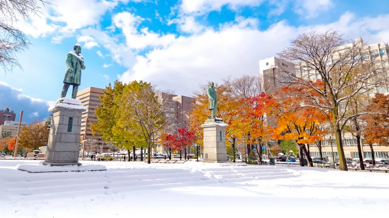 บรรยากาศสวนสาธารณะโอโดริ (Odori Park)  ช่วงใบไม้เปลี่ยนสี