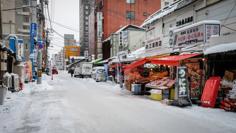 ตลาดปลานิโจ (Nijo Market) หน้าหนาว