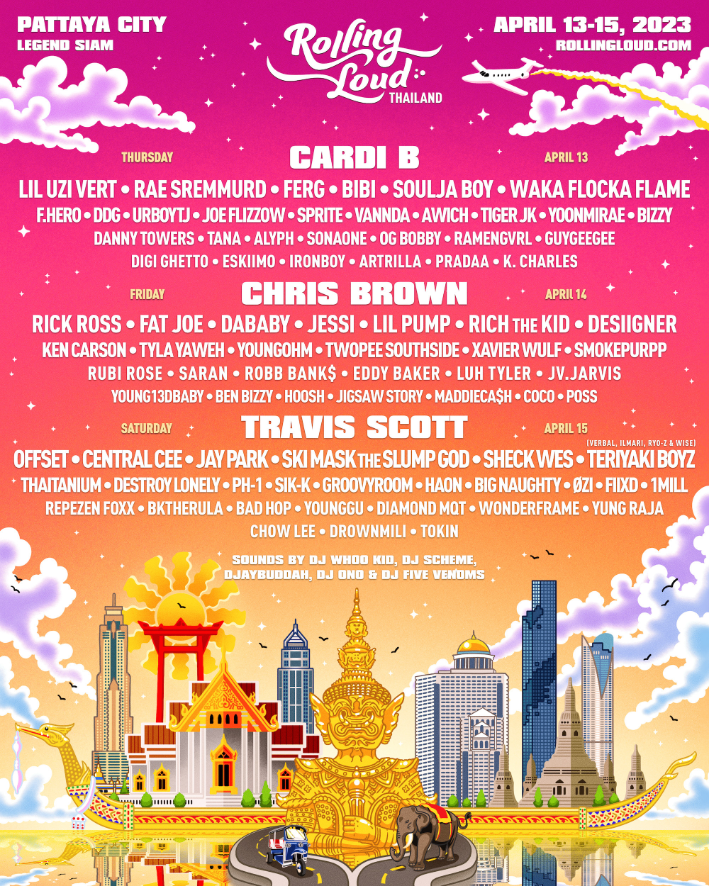 Full line up Music Festival The Rolling Loud Thailand 2023