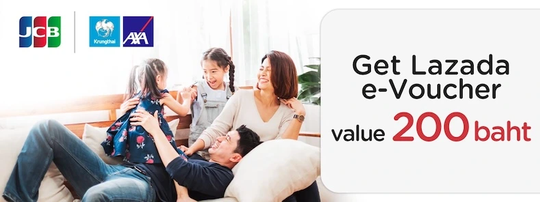 Get Lazada e-voucher worth of 200 baht at Krungthai-AXA