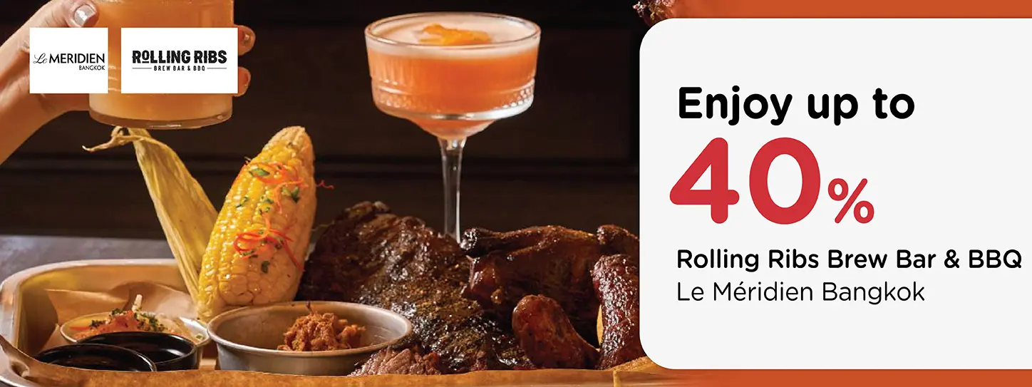 โปรโมชั่นที่ ห้องอาหารบาร์บีคิวอเมริกัน Rolling Ribs Brew Bar & BBQ | KTC