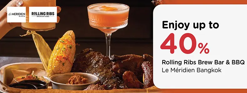 โปรโมชั่นที่ ห้องอาหารบาร์บีคิวอเมริกัน Rolling Ribs Brew Bar & BBQ | KTC