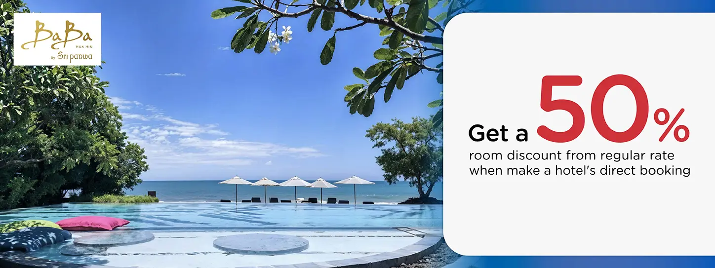 โปรโมชั่น จองห้องพักหัวหิน รับส่วนลด 50% ที่ Baba Beach Club Hua Hin | KTC