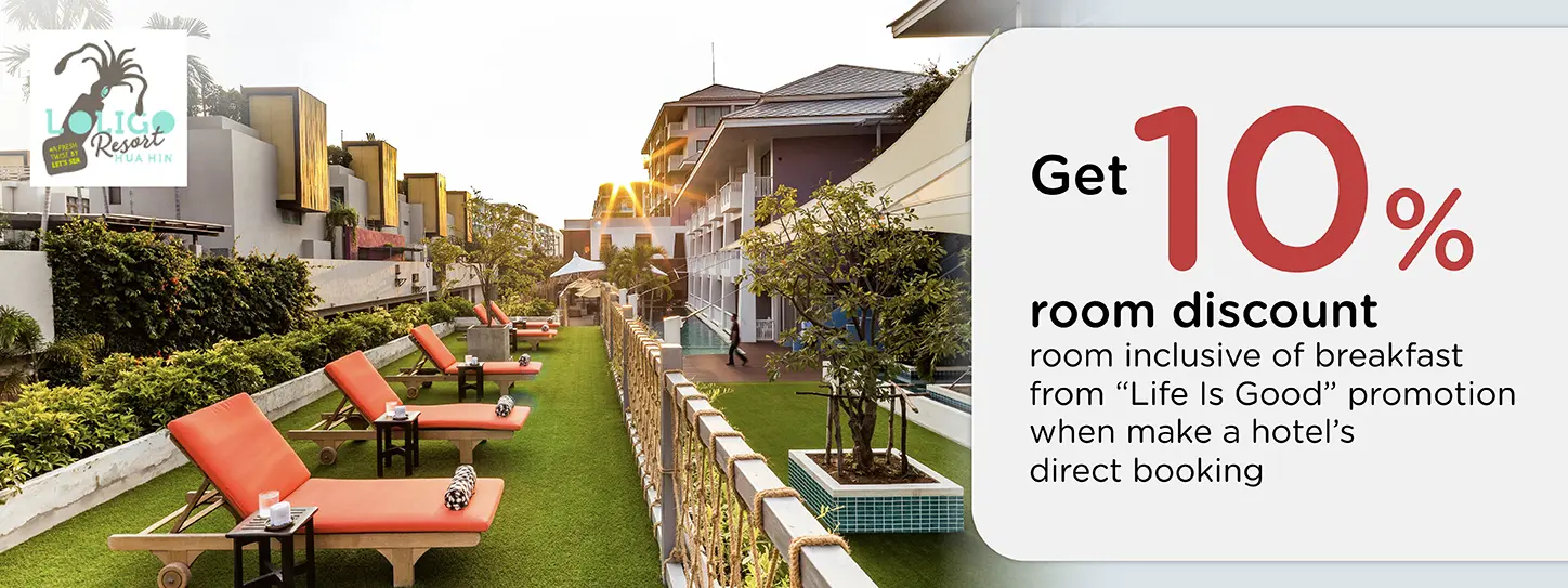 โปรโมชั่น รับส่วนลดห้องพัก 10% ที่ Loligo Resort Hua Hin | KTC