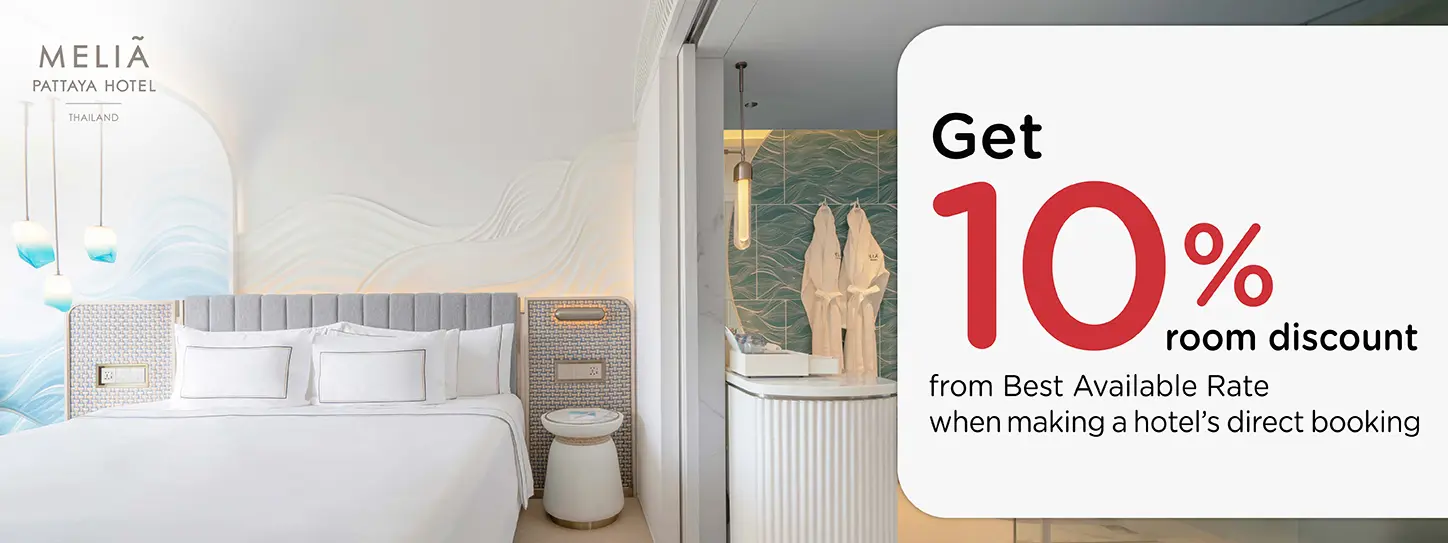 โปรโมชั่น รับส่วนลดห้องพัก 10% ที่ Meliá Pattaya Hotel กับบัตรเครดิต KTC