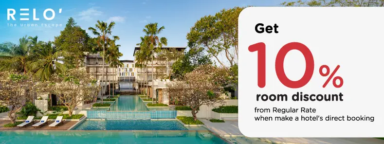 โปรโมชั่นที่ RELO' The Urban Escape รับส่วนลดห้องพัก 10% กับบัตรเครดิต KTC
