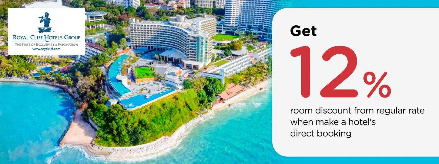โปรโมชั่นที่ Royal Cliff Hotels Group รับส่วนลดห้องพักและห้องสวีท 12% กับบัตรเครดิต KTC