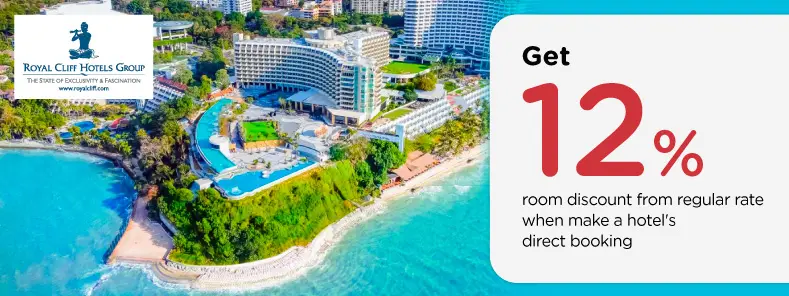 โปรโมชั่น ที่พักพัทยา ลดทันที 12% เมื่อจองตรงกับ โรงแรม Royal Cliff Hotels Group