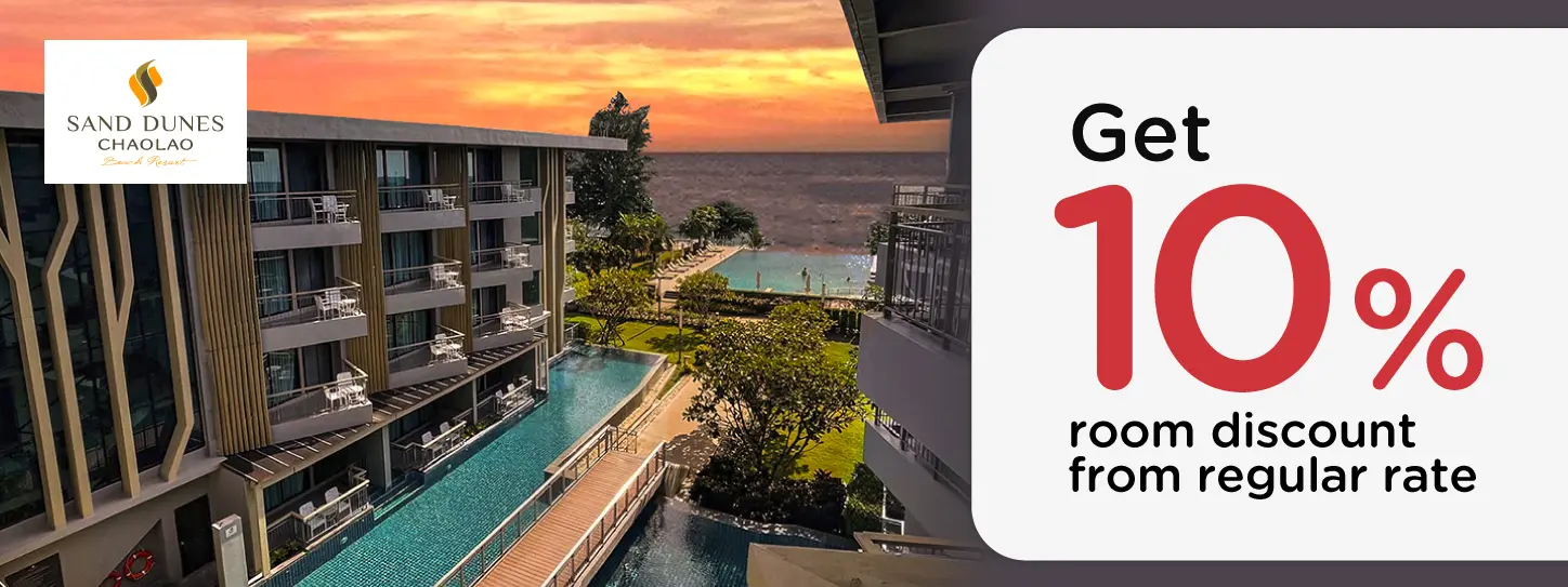 โปรโมชั่น ที่พักจันทบุรี ติดทะเล ลด 10% ที่ Sand Dunes Chaolao Beach Resort