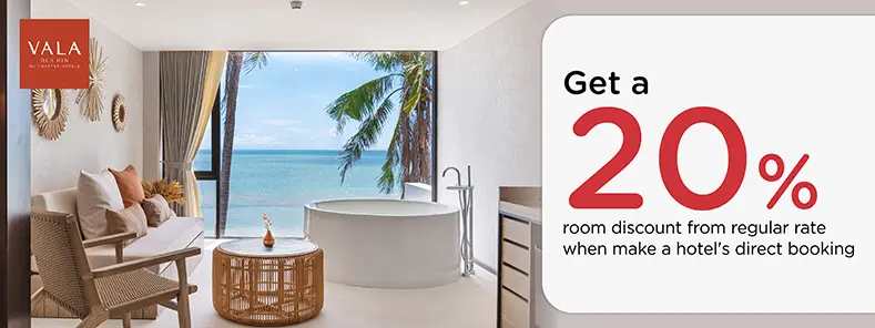 โปรโมชั่น รับส่วนลดห้องพัก 20% ที่ VALA Hua Hin-Nu Chapter Hotels | KTC