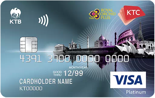 บัตรเครดิตสะสมไมล์ Ktc - Royal Orchid Plus Visa Platinum