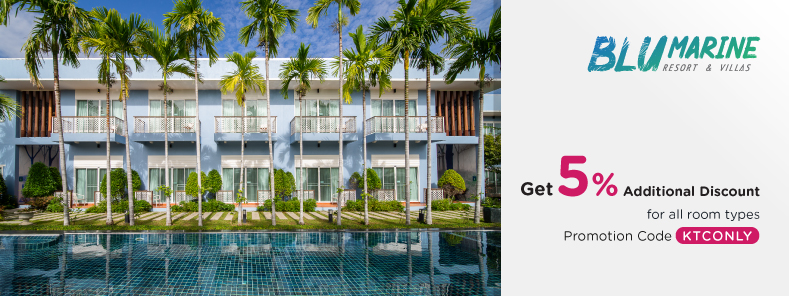 โปรโมชั่น ที่ BLU Marine Hua Hin Resort & Villas รับส่วนลดเพิ่ม 10% กับบัตรเครดิต KTC