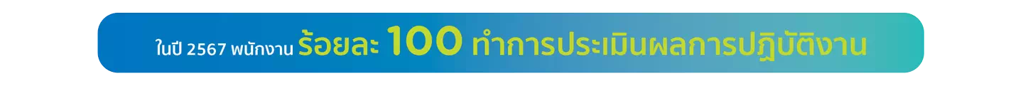 ในปี 2567 พนักงาน ร้อยละ 100 ทำการประเมินผลการปฏิบัติงาน