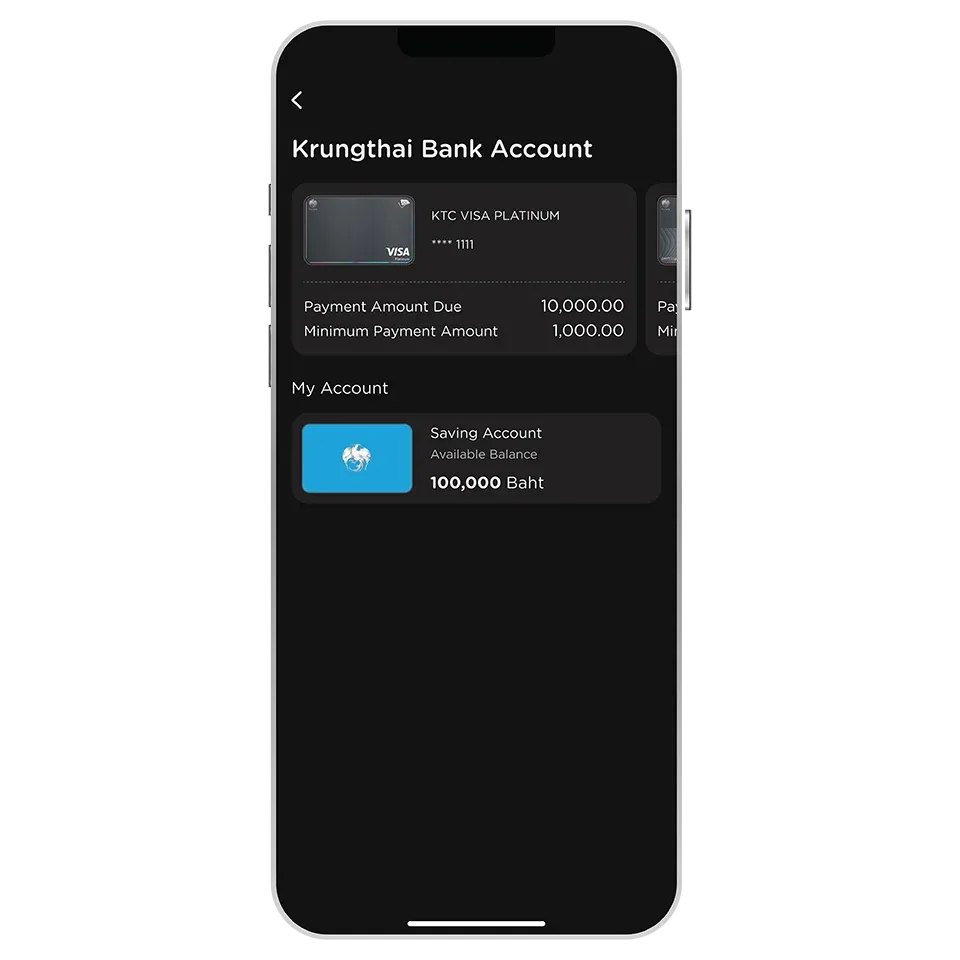 Select Krungthai bank account