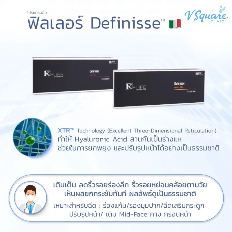 Definisse Filler ฟิลเลอร์อิตาลี จุดเด่น ตำแหน่งฉีด และราคา