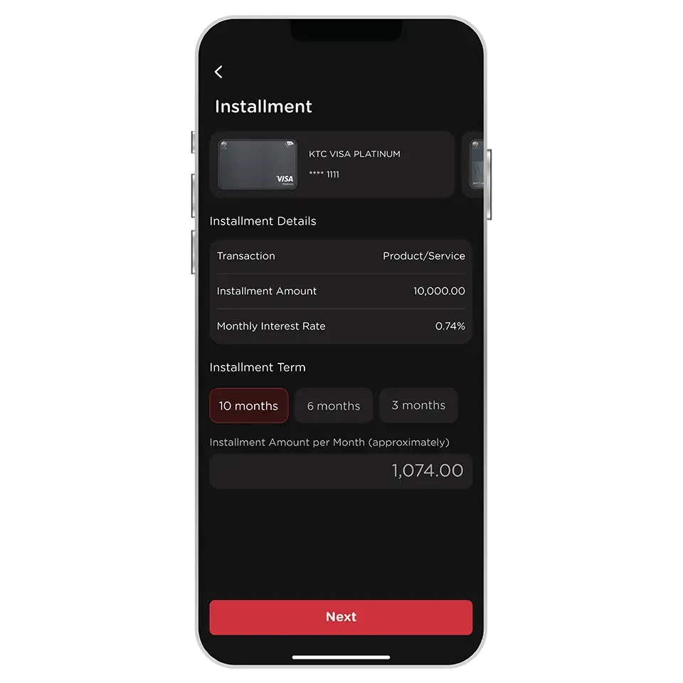 Select Installment Term <br>then select “Next”
