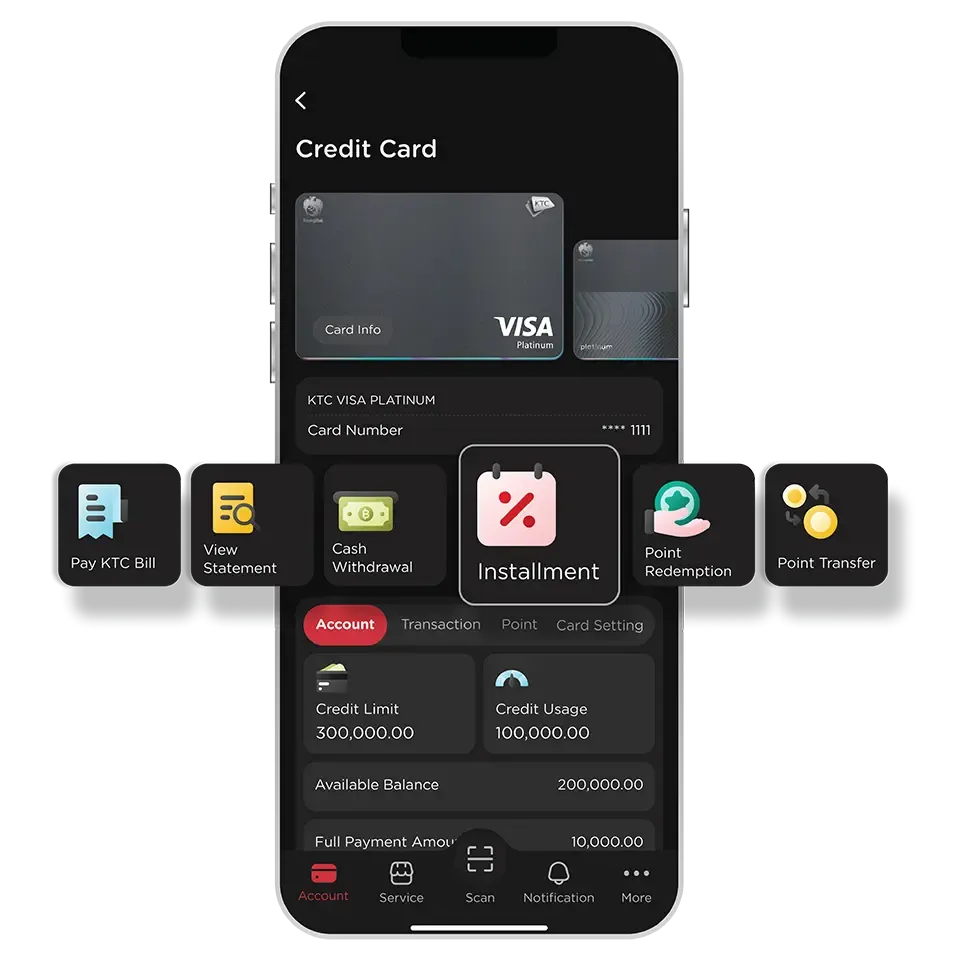 Select KTC Card then <br>select “Installment”