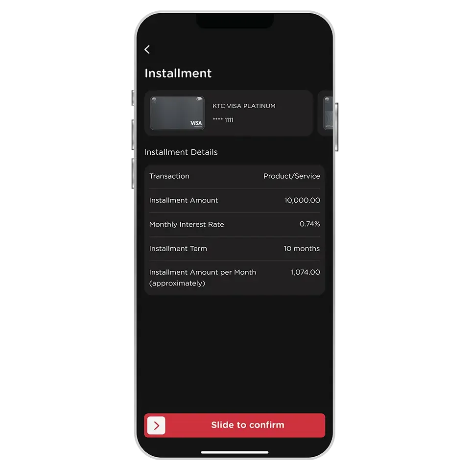 Review transaction information <br>and slide to confirm