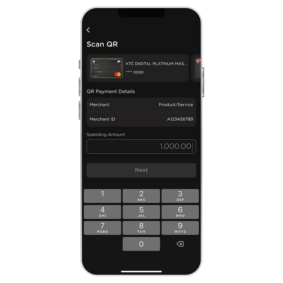 Select KTC Card <br>and enter spending amount