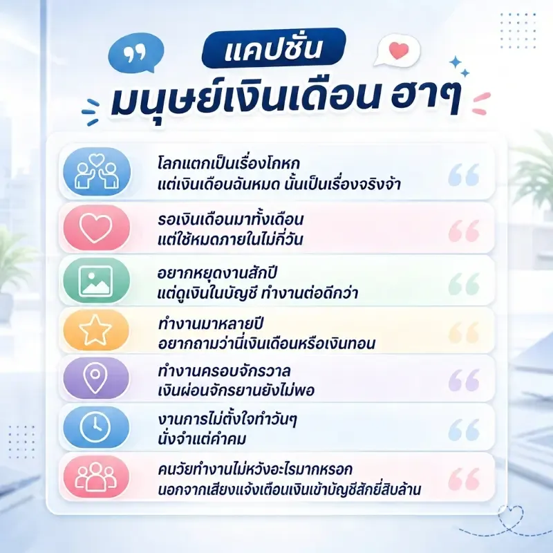 แคปชั่นทำงานมนุษย์เงินเดือน ฮาๆ