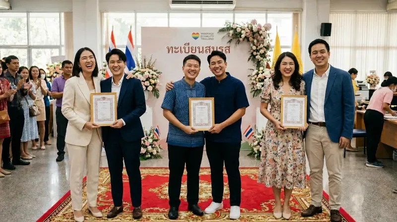 คู่รักที่มีความหลากหลายทางเพศ จดทะเบียนสมรส