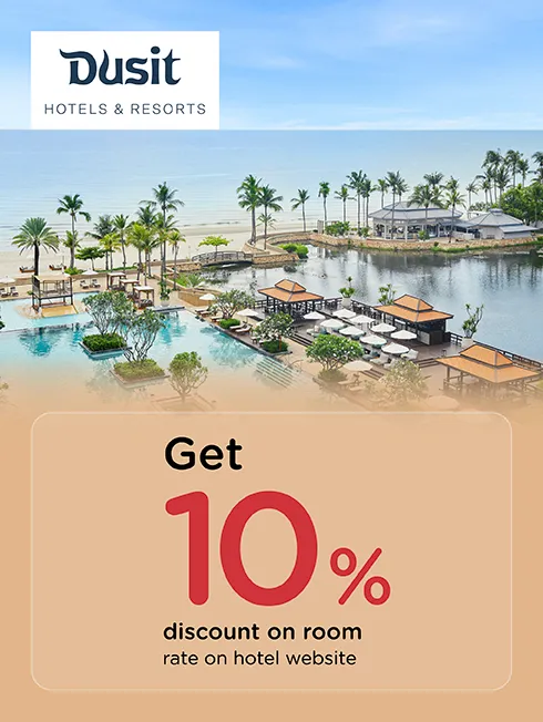 โปรโมชั่นห้องพักที่โรงแรมและรีสอร์ตในเครือดุสิต และโรงแรมอาศัย กับบัตรเครดิต KTC