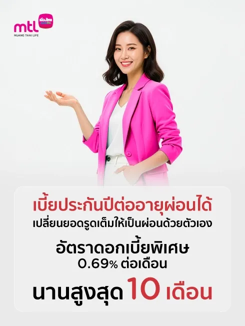 ผ่อนชำระเบี้ยประกันภัยปีต่อด้วยอัตราดอกเบี้ยพิเศษ 0.69%