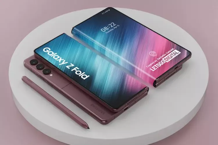 Galaxy Z Multi Fold สามารถพับแบบหน้าจอประกบกัน หรือพับจอไปด้านหลังก็ได้ 