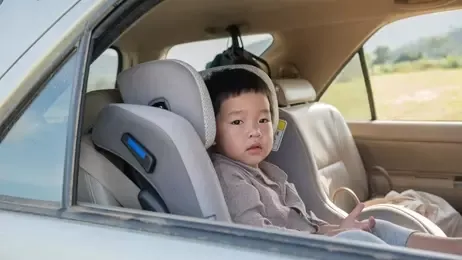 เด็กนั่งบนคาร์ซีท