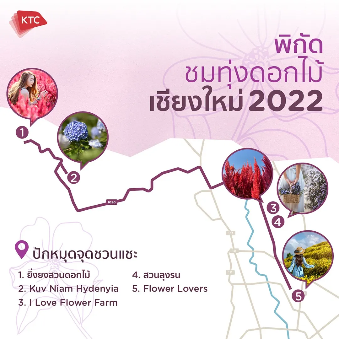 แผนที่เส้นทางเที่ยวทุ่งดอกไม้เชียงใหม่