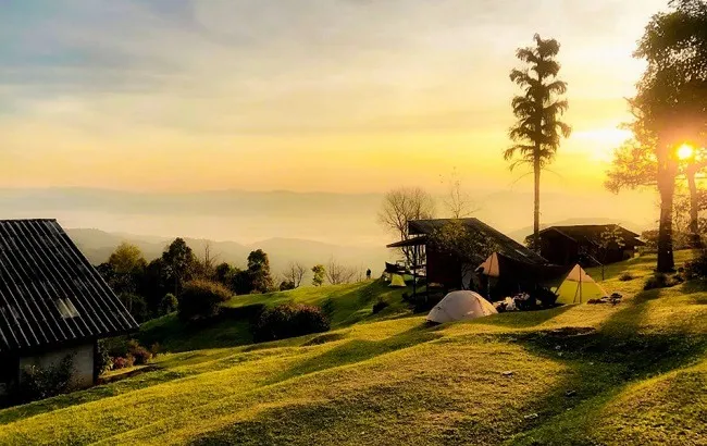 หมอกยามเช้าศูนย์วิจัยเกษตรที่สูงสันป่าเกี๊ยะ