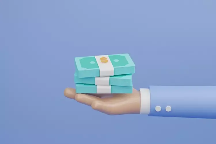 นักธุรกิจถือธนบัตรจำนวนมาก 