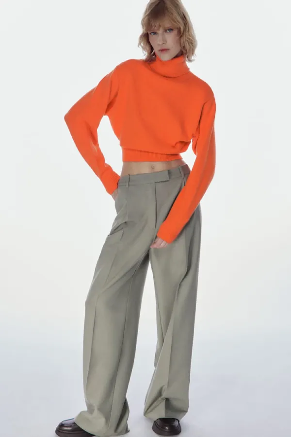 หญิงสาวใส่เสื้อเจอร์ซีย์ผ้าถักเอวลอยคอตั้ง หญิงสาวใส่เสื้อเจอร์ซีย์ผ้าถักเอวลอยคอตั้ง