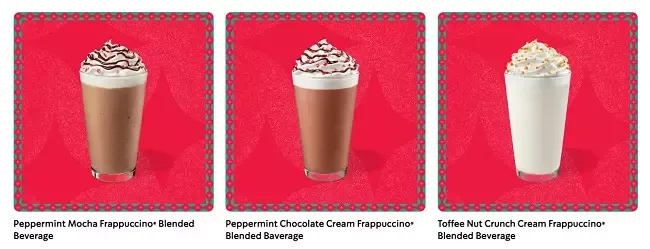 เปปเปอร์มิ้นท์ มอคค่า แฟรบปูชิโน่, เปปเปอร์มิ้นท์ ช็อกโกแลต ครีม แฟรบปูชิโน่ และทอฟฟี่ นัท ครั้นช์ ครีม แฟรบปูชิโน่