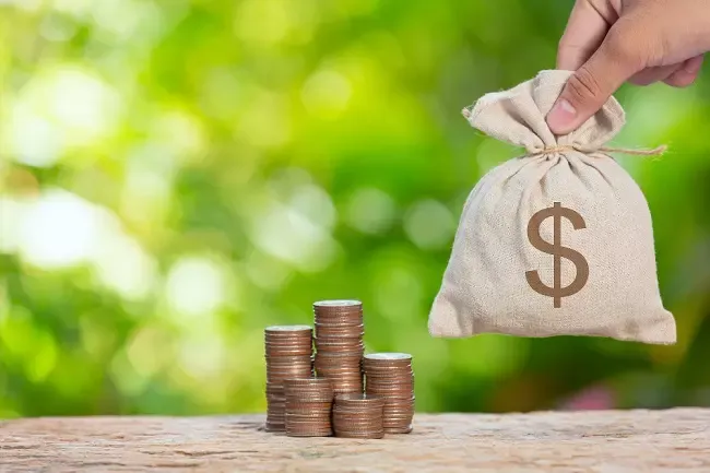 เหรียญและถุงใส่เหรียญ