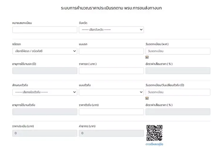 เว็บไซต์ประเมินราคารถ 
