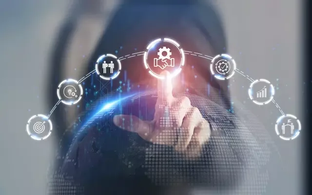 กราฟิกแสดงความร่วมมือทางธุรกิจ