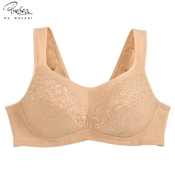 Wacoal บราไร้โครงตกแต่งลูกไม้ Lace bra สีเนื้อ