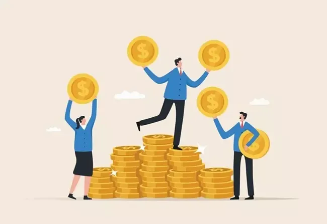 คนยืนบนกองเหรียญ คนยืนบนกองเหรียญ