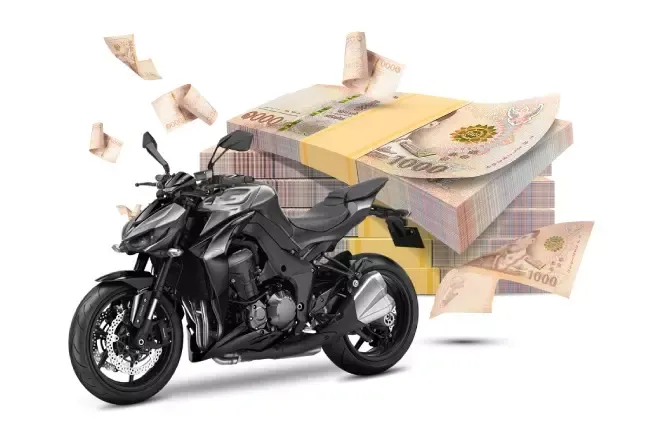 บิ๊กไบค์สีดำ มีธนบัตรด้านหลัง 