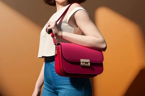 ผู้หญิงใช้กระเป๋าสะพายข้างสีแดง ผู้หญิงใช้กระเป๋าสะพายข้างสีแดง
