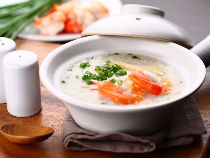 โจ๊กไข่ขาวใส่กุ้ง