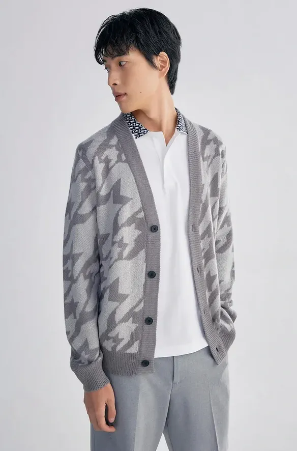 เสื้อกันหนาวไหมพรม กระดุมหน้า