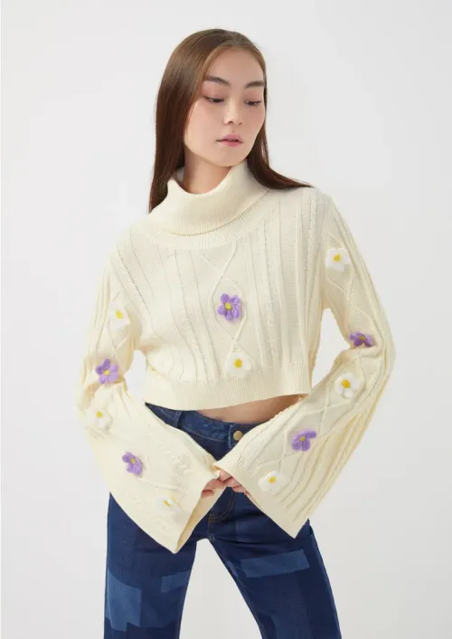 เสื้อครอปไหมพรมแขนยาว